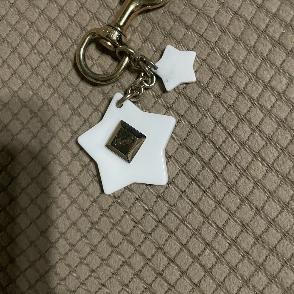 Gucci White Star Keychain Charm with Gold Accent
